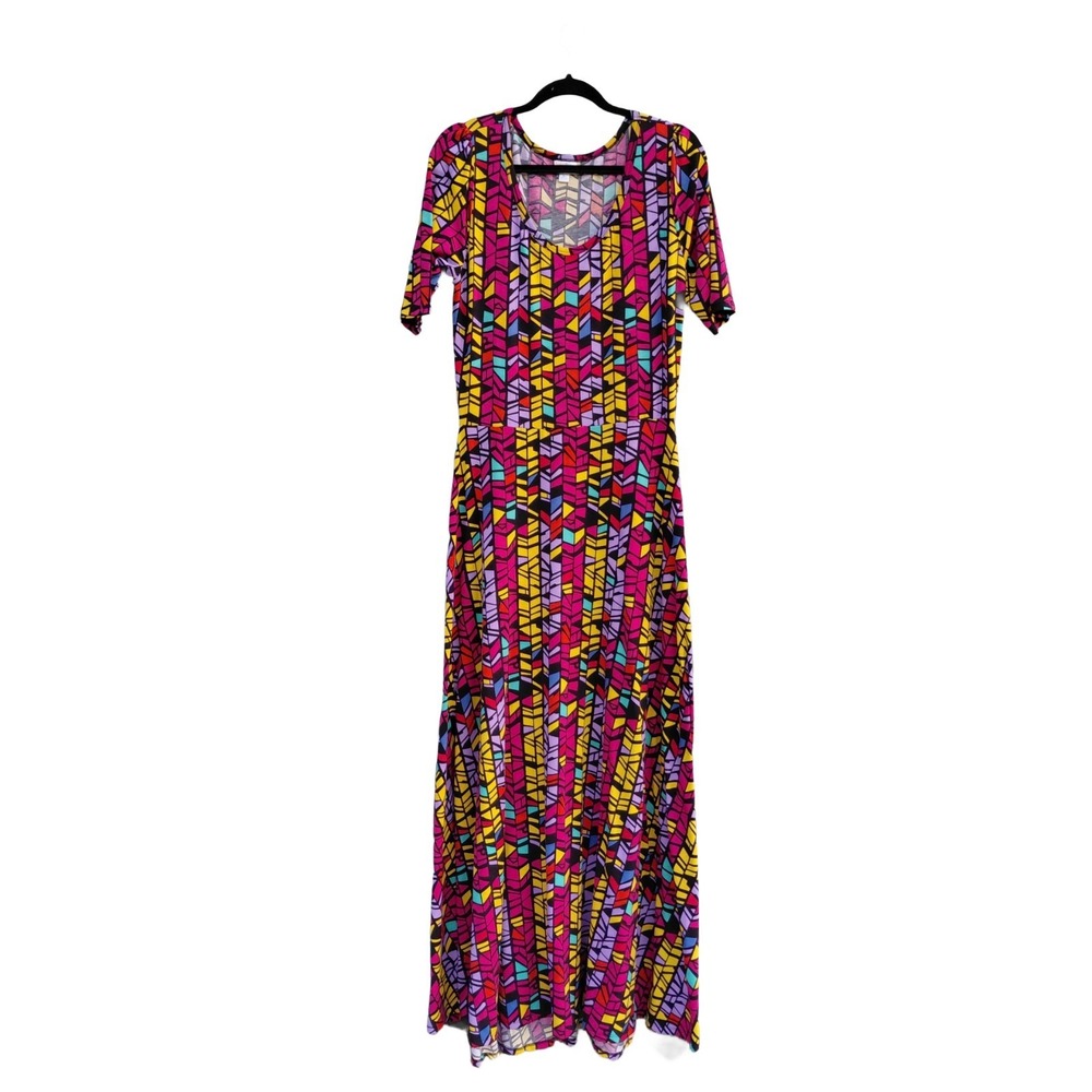 Lularoe Ana Scoop Neck Mosaic Maxi Dress Women's XL Multicolor Long Modest